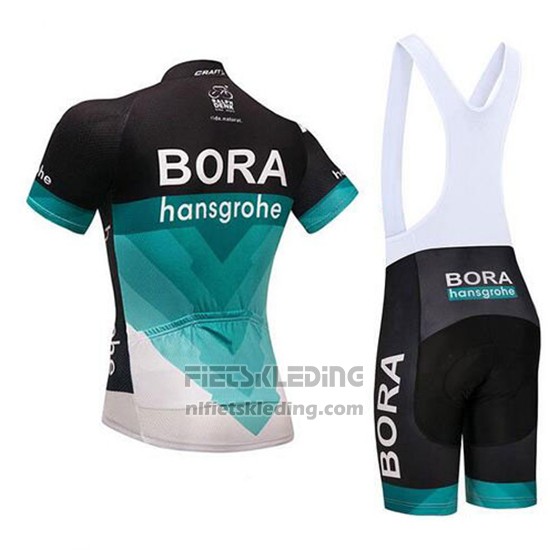 2018 Fietskleding Bora Zwart en Teal Korte Mouwen en Koersbroek